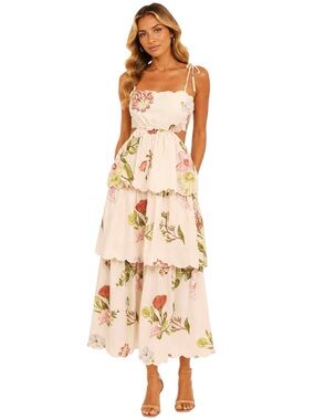 NWT Petal & Pup Adelaide Scallop Cutout Tie Strap Maxi Dress Size S